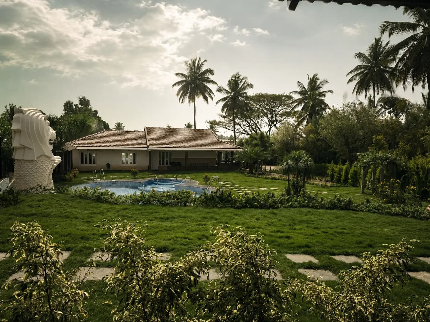 Property panorama at dusk